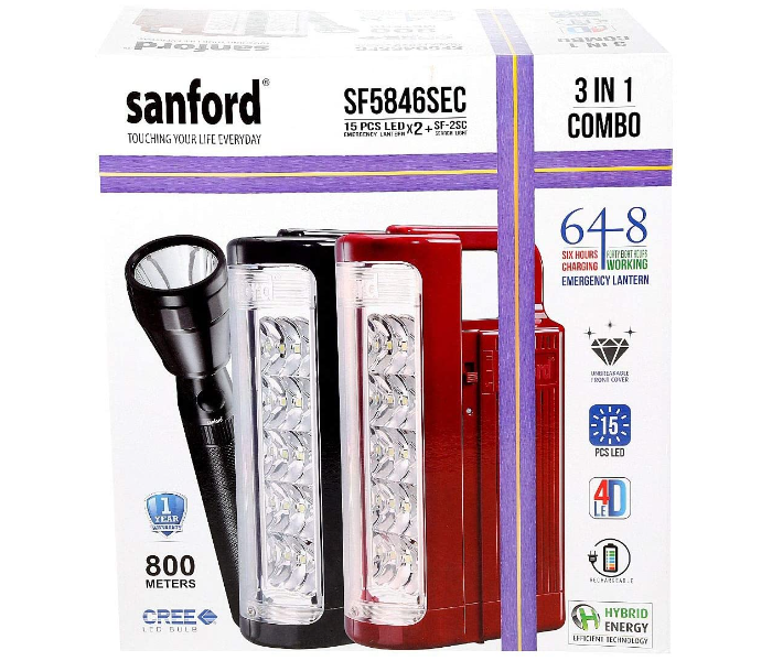 Sanford SF5846SEC 3 In 1 Combo Emergency Light- Red and Black - Zoom Image 4