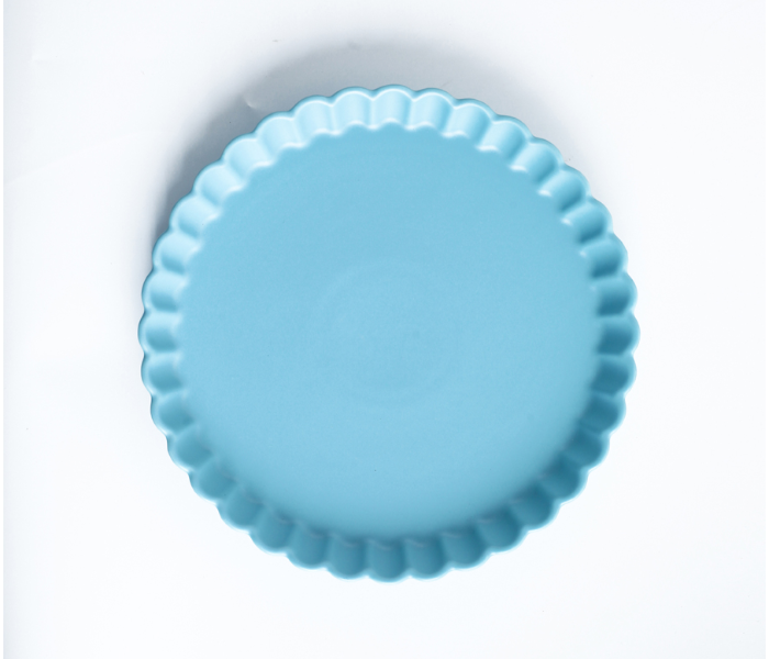 Sharpdo LJX10013 8 inch Blue Chrysanthemum Round Pizza Plate - Sky Blue - Zoom Image