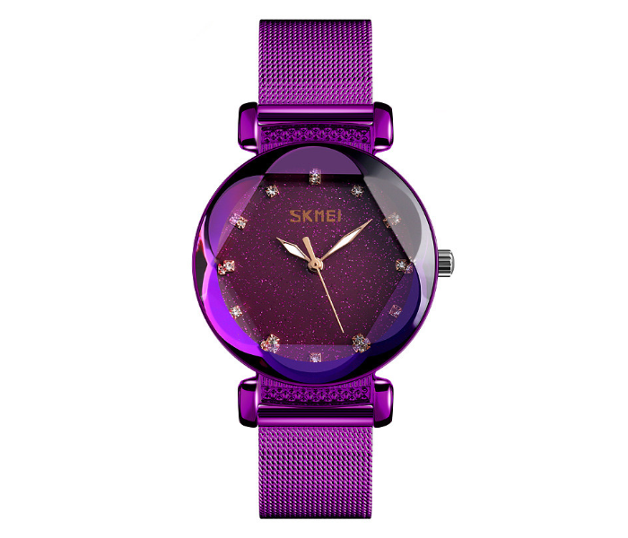 Skmei 9188 Woman Quartz Watch With Stainless Steel- Purple - Zoom Image