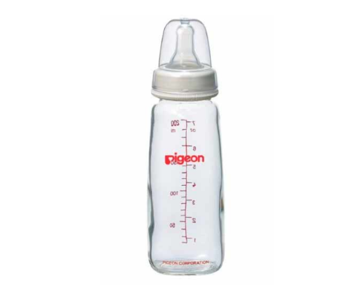 Pigeon 200ml K-6 Glass Feeding Bottle with Transparent Cap - White - Zoom Image