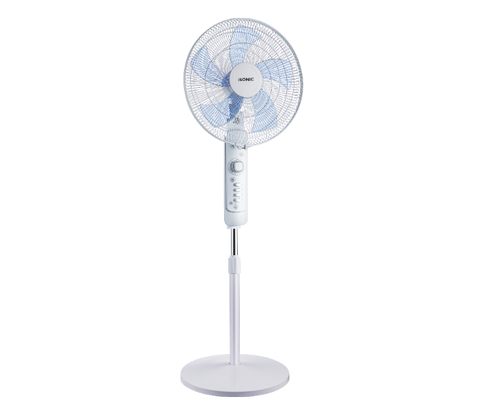 Isonic iF 321 5 Blade Leaf Wind Aerodynamic Design  45Watts 16 Inch Stand Fan- White and Blue - Zoom Image 1