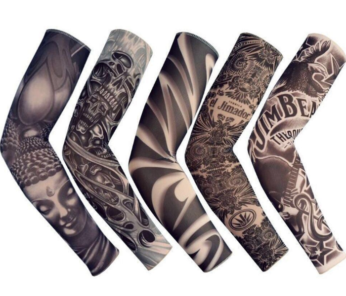 Arm Sleeves UV Protection Cooling Long Arm Cover Fast Dry For Cycling Random Tattoo Design - 3 Pairs - Zoom Image 1