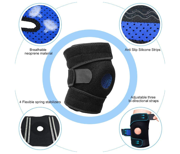 Breathable Adjustable Open Patella Knee Brace for Sports and Cycling- Black - Zoom Image 5