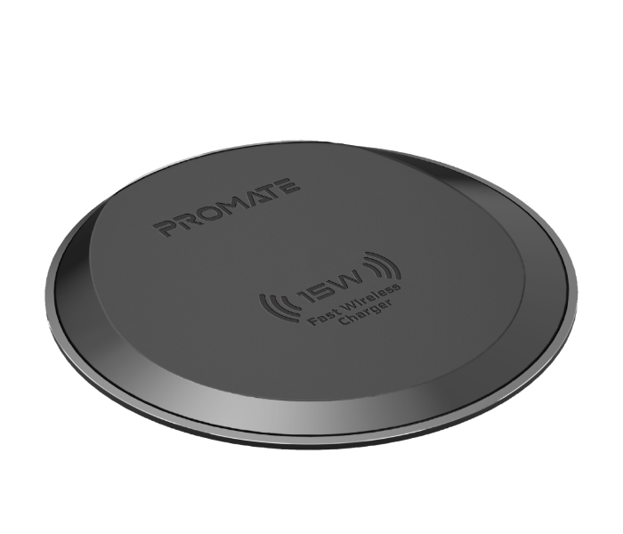 Promate AURAPAD-15W Premium Ultra-Slim 15W Fast Wireless Charging Pad with Anti-Slip Surface - Grey - Zoom Image 1