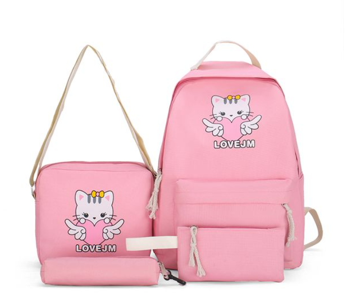 4 Pieces Unicorn Casual Backpack for Women - Pink - Zoom Image