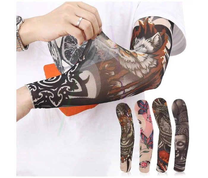 Arm Sleeves UV Protection Cooling Long Arm Cover Fast Dry For Cycling Random Tattoo Design - 1 Pair - Zoom Image 4