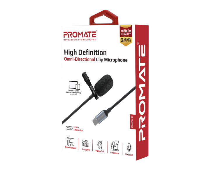 Promate CLIPMIC-C USB-C Lavalier Mic with HD Sound - Zoom Image 4