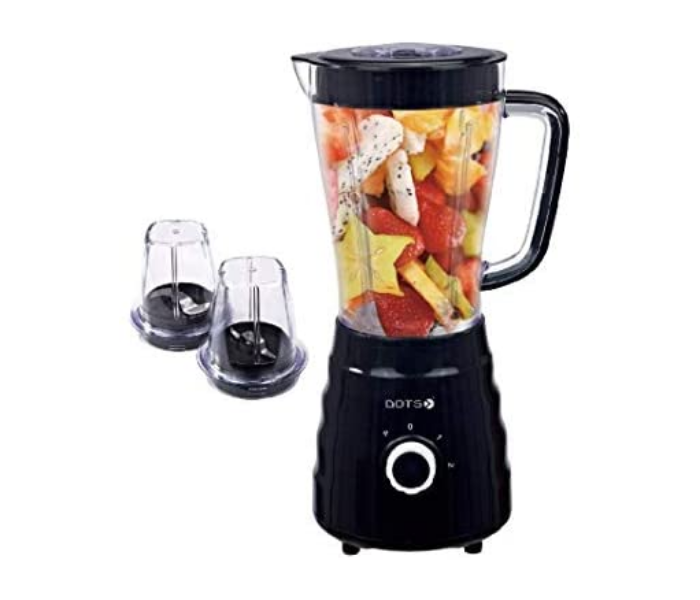 Dots BLD-6002 1.5 Liter 500W Blender With Plastic Jar 1 Piece Of Grinder And 1 Piece Of Chopper Cup - Black - Zoom Image