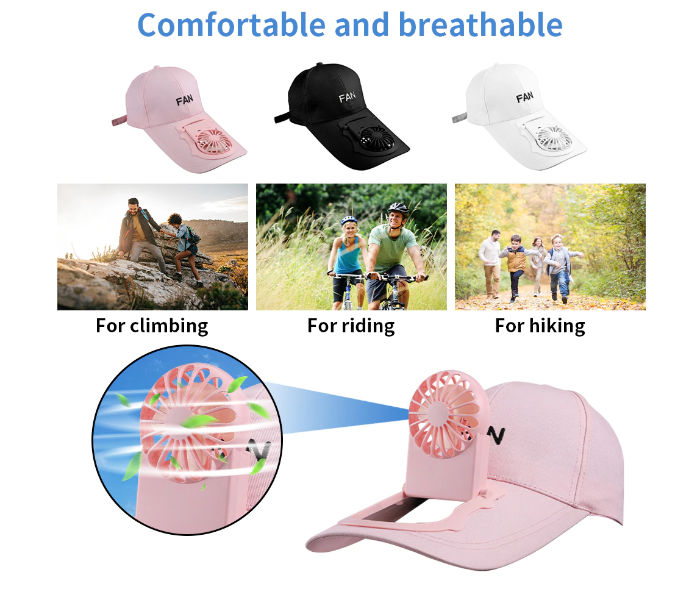 Sunscreen Fan Hat Summer Outdoor Sport Hats Sun Protection Cap With Solar Cool Fan Cycling Climbing Baseball Cap Cooler-White - Zoom Image 3