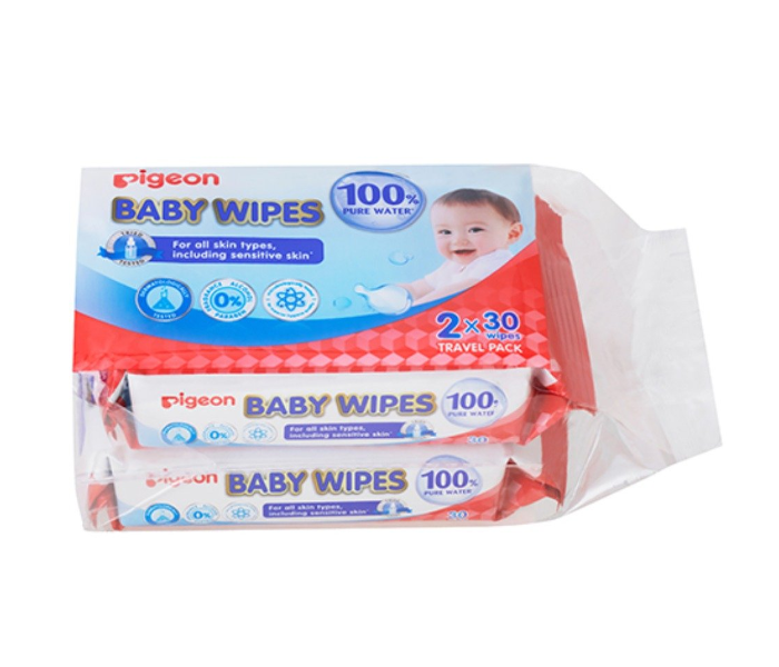 Pigeon Pack of 2 30 Sheet Water Based Baby Wipes - Zoom Image