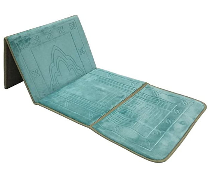 Foldable and Sitting Back Support Prayer Mat- Blue - Zoom Image