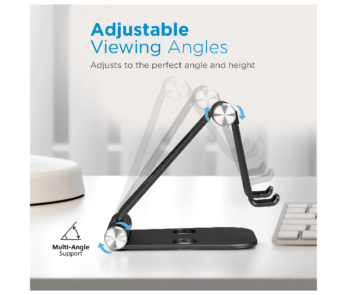 Promate TABVIEW Aluminum Foldable Multi-Angle Tablet Stand - Black - Zoom Image 3