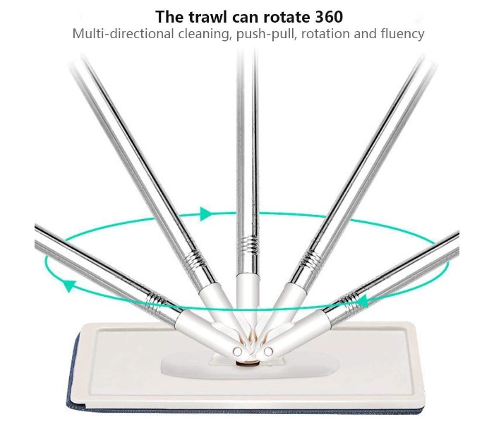 Microfiber Flat Floor Mop with 50.4 Inch Adjustable Stainless Steel Handle and Bucket Set - Zoom Image 7