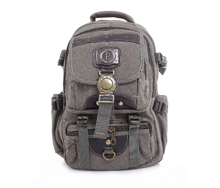 Para John PJBP6532A18-G 18 inch Canvas Leather Backpack - Green - Zoom Image 1