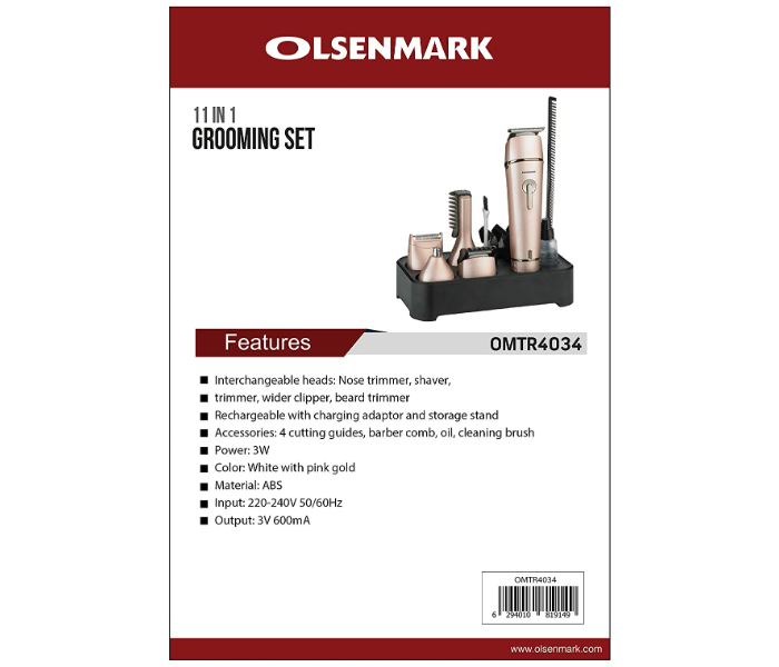 Olsenmark OMTR4034 11 in 1 Rechargeable Grooming Set - 3 Watt - Zoom Image 6