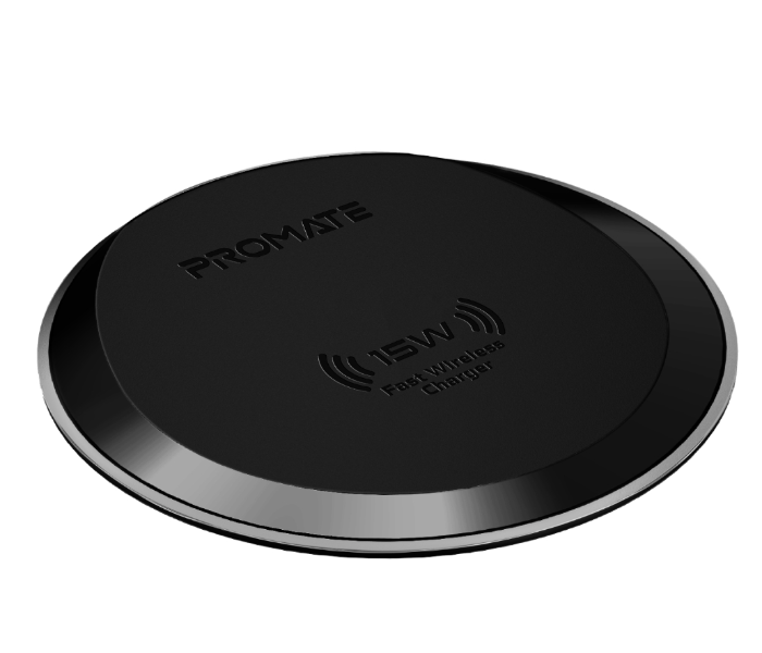 Promate AURAPAD-15W Premium Ultra-Slim 15W Fast Wireless Charging Pad with Anti-Slip Surface - Black - Zoom Image 1