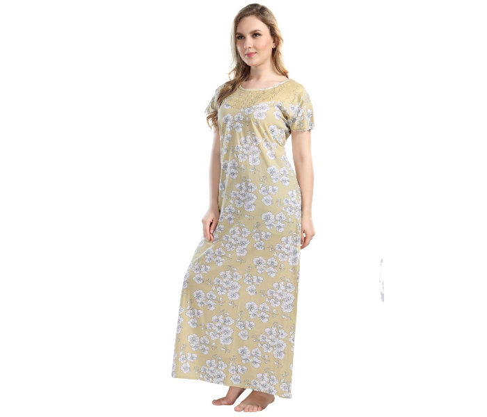 Faaiza Single Piece Free Size Hoisery Nightwear for Women - Cream - Zoom Image