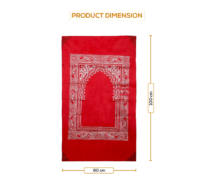 Noor NRPM9975R Musalla Portable Pocket Prayer Mat with Compass Qibla Finder for Islamic Prayer- Red - Zoom Image 2