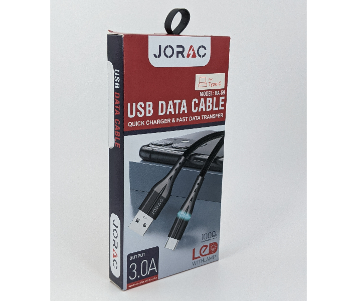 Jorac RA-59 3A Lightning Nylone Cable With LED Lighting -Black - Zoom Image 3