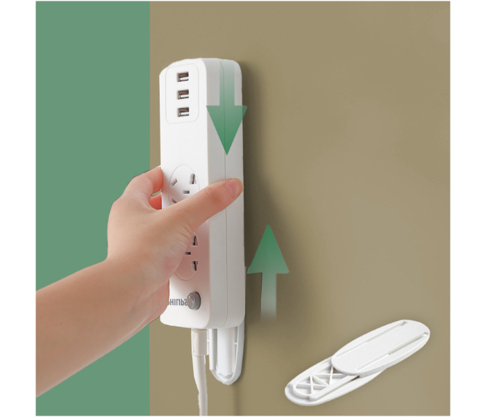 Sticker Punch-Free Plug Fixer Socket Fixer Cable Wire Seamless Wall-mounted Power Strip Holder Organizer - White - Zoom Image 1