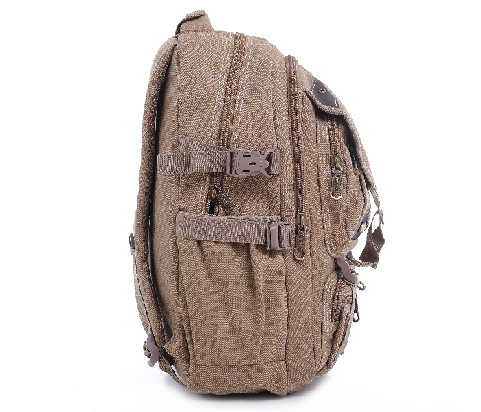 Para John PJBP6532A20-K 20 inch Canvas Leather Backpack - Khaki - Zoom Image 3