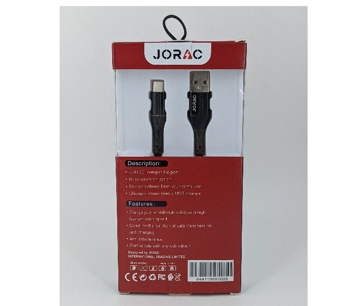 Jorac RA-59 3A Lightning Nylone Cable With LED Lighting -Black - Zoom Image 2