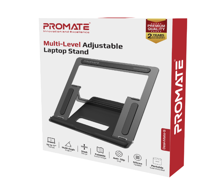 Promate DESKMATE-5 Aluminum Multi-Level Notebook Laptop Stand - Silver - Zoom Image 5