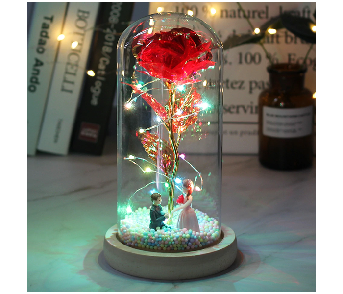 Eternal Rose of the Gold Foil LED with fairy Dome fairy Lights For Functional Gift -Red - Zoom Image 2