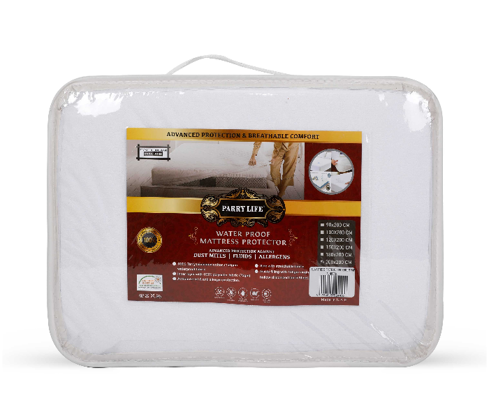 Parry Life PLMP7604 Terry Cotton Waterproof Mattress Protector- White - Zoom Image 1