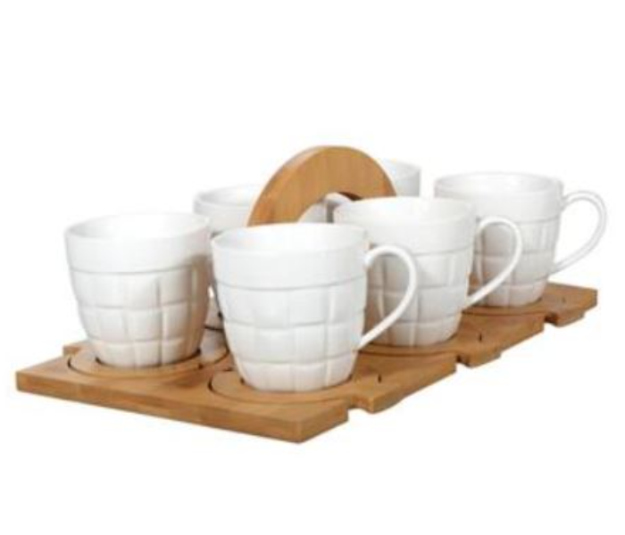 Royalford RF9635 260ml 13 Pcs Porcelain Tea Set With Stand-White - Zoom Image 1