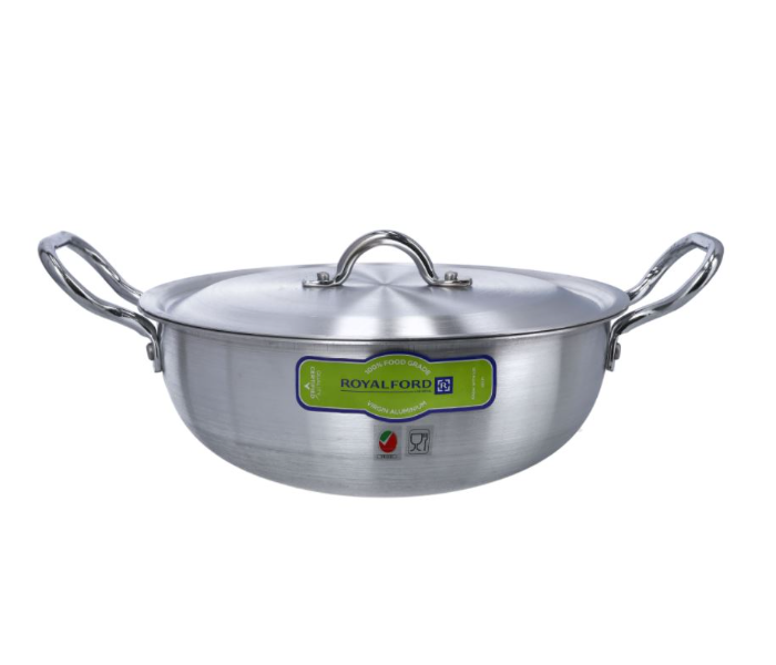 Royalford RF10099 28cm  Aluminium Wokpan with Lid- Silver - Zoom Image 1