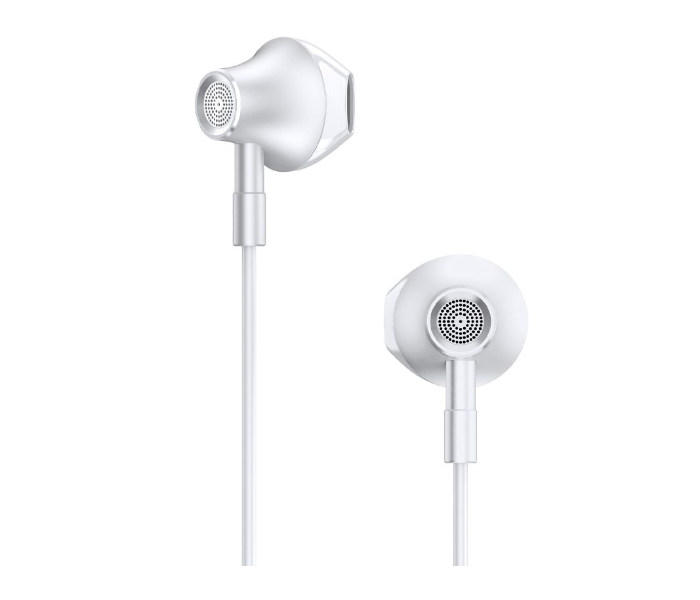 Lenovo HF140 3.5mm Metal Half In-Ear Wired Earphone with Stereo Surround, Metal Ear case, Volume Slider Control and Microphone for Hands-free Calls and Listening Music - White - Zoom Image 1