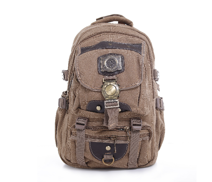 Para John PJBP6532A18-K 18 inch Canvas Leather Backpack - Khaki - Zoom Image 1