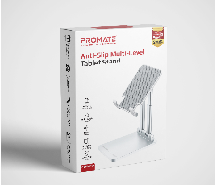 Promate PADVIEW Premium Aluminum Multi-Angle Tablet Stand - White - Zoom Image 4