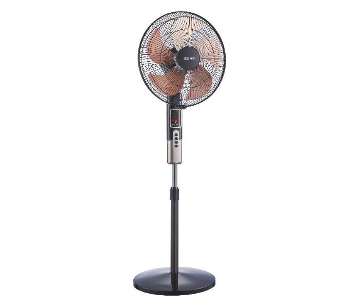 Isonic iF 320 16 Inches 5 Blade Leaf 45W Aerodynamic Design Stand Fan  With Remort Controler - Black and Brown - Zoom Image 1