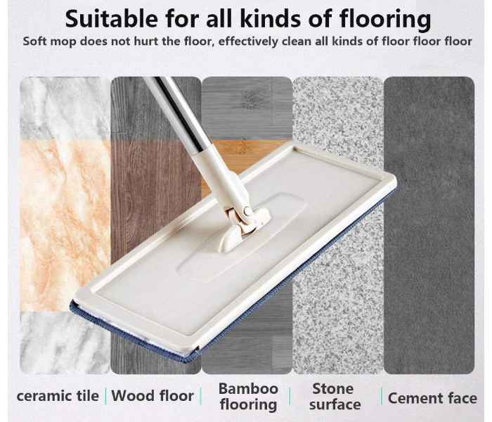 Microfiber Flat Floor Mop with 50.4 Inch Adjustable Stainless Steel Handle and Bucket Set - Zoom Image 8