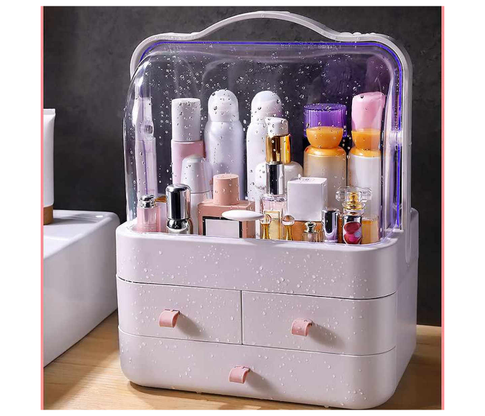 Plastic Cosmetic Drawer Storage Box Makeup Bathroom Storage Case - White - Zoom Image 1