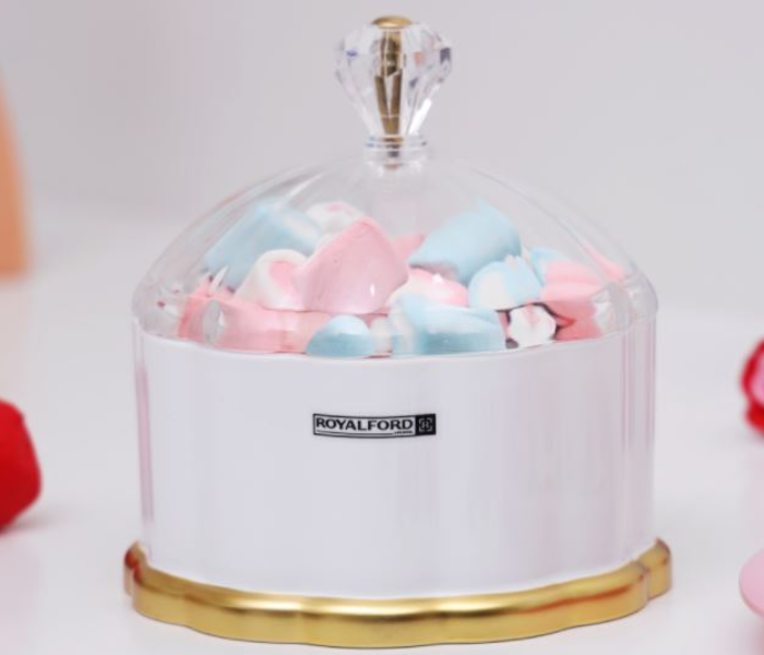 Royalford RF9520 18cm Acrylic Candy Box- White and Gold - Zoom Image 2