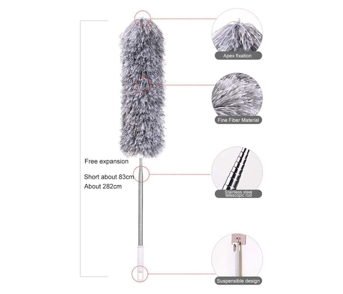 Generic Stretch Extendable Microfiber Adjustable Feather Duster with Extension Pole - Grey - Zoom Image 5