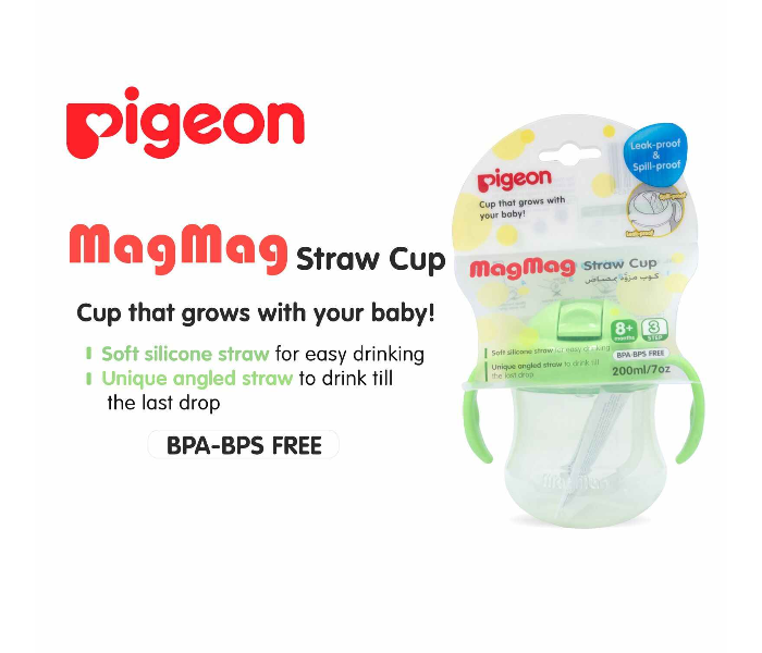 Pigeon Mag Mag Straw Cup with Handle - Green - Zoom Image 3