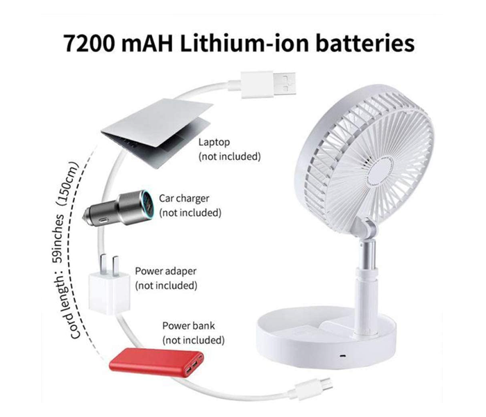 4 in 1 Desktop and Mini Pedestal Fan with Bluetooth speaker - White - Zoom Image 2