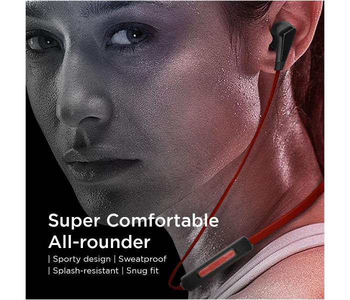 Lenovo HE01 Wireless Stereo Bluetooth 5.0 Sports Running Neckband In-Ear Earphone with Magnetic Buds and 6-Hour Battery Life - Red - Zoom Image 4