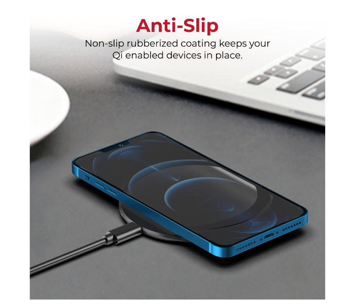 Promate AURAPAD-15W Premium Ultra-Slim 15W Fast Wireless Charging Pad with Anti-Slip Surface - Black - Zoom Image 3