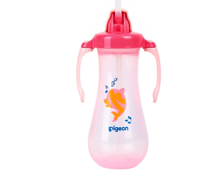 Pigeon 300ml Tall Straw Bottle - Pink - Zoom Image 1