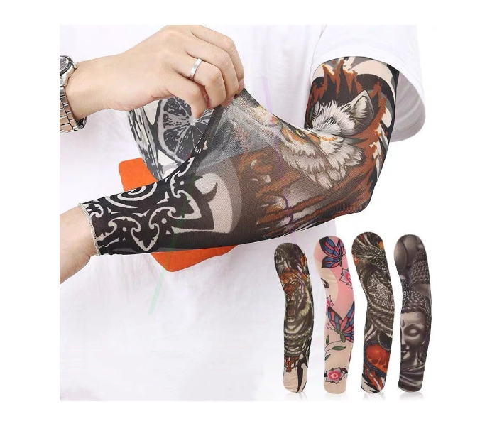 Arm Sleeves UV Protection Cooling Long Arm Cover Fast Dry For Cycling Random Tattoo Design - 5 Pairs - Zoom Image 4