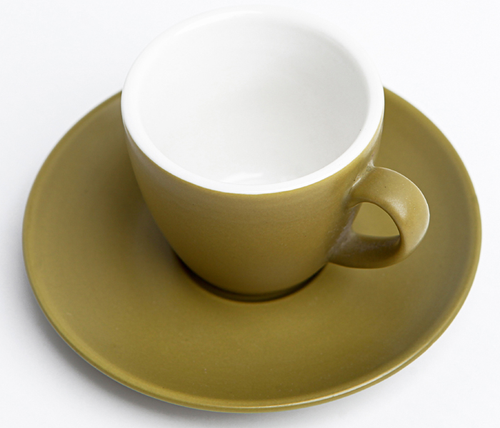 Shuer XY40052 100ml Ceramic Coffee Cup and Saucer - Dark Green - Zoom Image