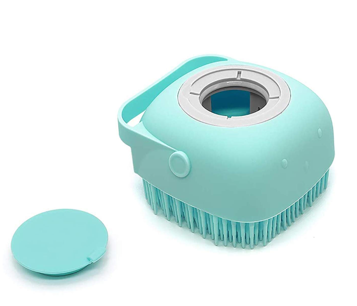 Silicon Bath Brush with Shampoo Dispenser- Blue - Zoom Image