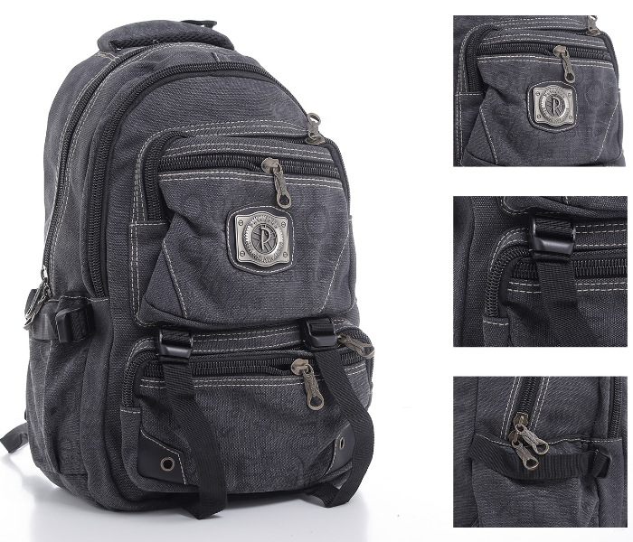 Para John PJBP6537A18 18 inch Canvas Leather Backpack - Black - Zoom Image 1