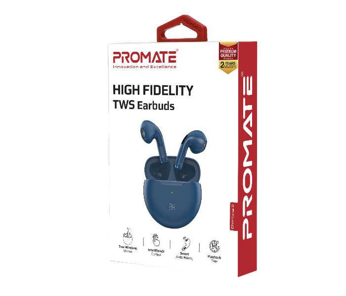 Promate CHARISMA-2 True Wireless Premium In-Ear Bluetooth Headphones with Charging Case - Blue - Zoom Image 2