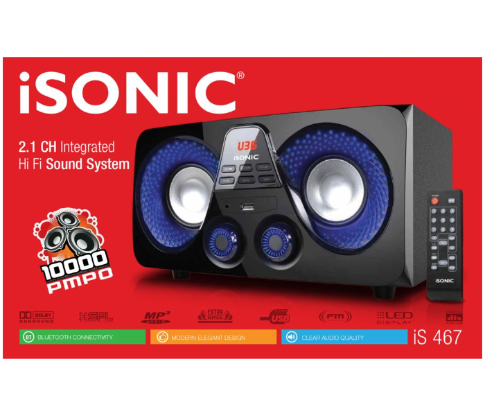 iSonic IS 467 2.1 Channel Intergrated Hifi Sound System - Black - Zoom Image 1